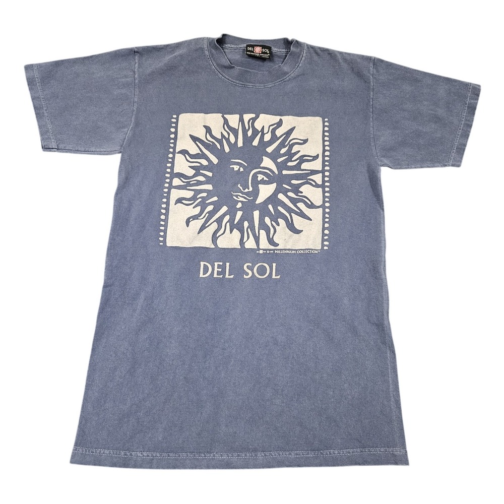 Vintage Del Sol Color Changing Graphic TShirt Womens S Blue Sun Skater Y2K Beach